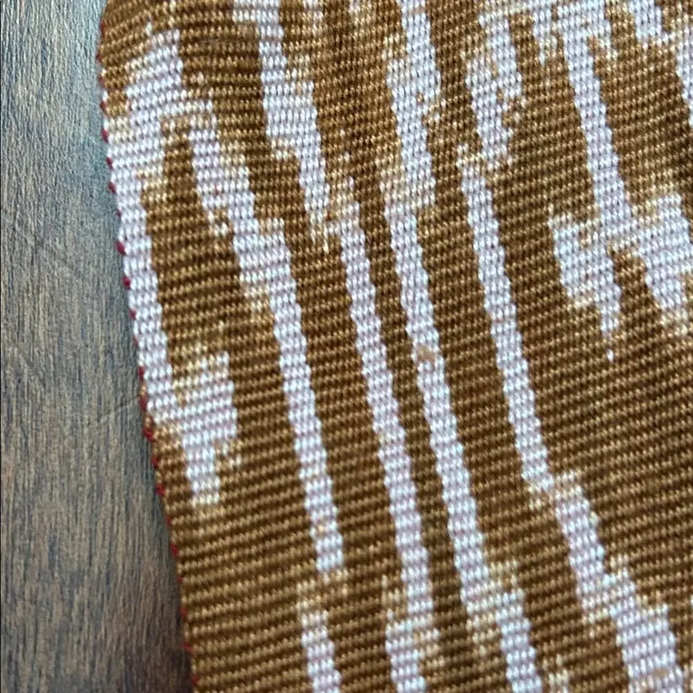 Chic Handmade Tan and Pink Ikat Patterned Scarf with Fringed Ends From Ecuador